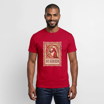 "Akte geschlossen. Buchmalerei-Motiv" Motiv-T-Shirt für Männer, Farbe Rot