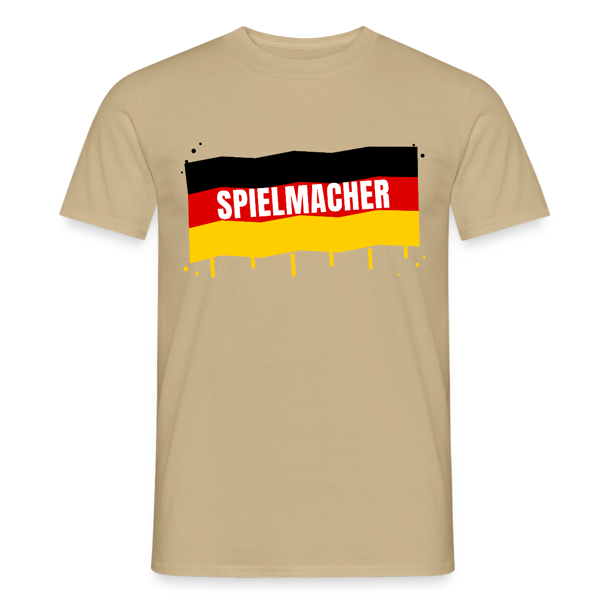 Spielmacher. Fahnen-Motiv Motiv-T-Shirt für Männer, Farbe Sandbeige