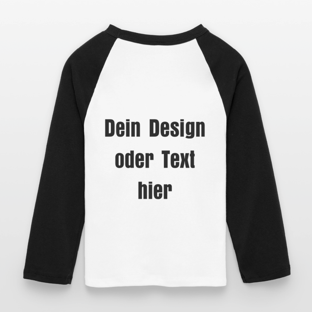 Frauen Cropped Baseball T-Shirt 3/4 Arm - personalisierbare Vorder- und Rückseite - Weiß/Schwarz