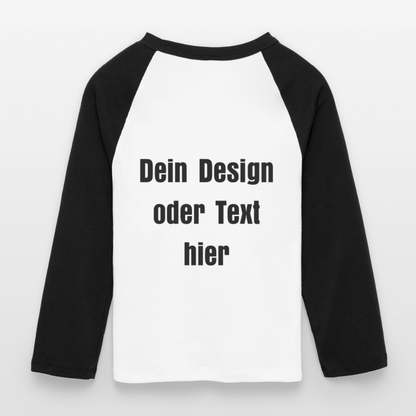 Frauen Cropped Baseball T-Shirt 3/4 Arm - personalisierbare Vorder- und Rückseite - Weiß/Schwarz