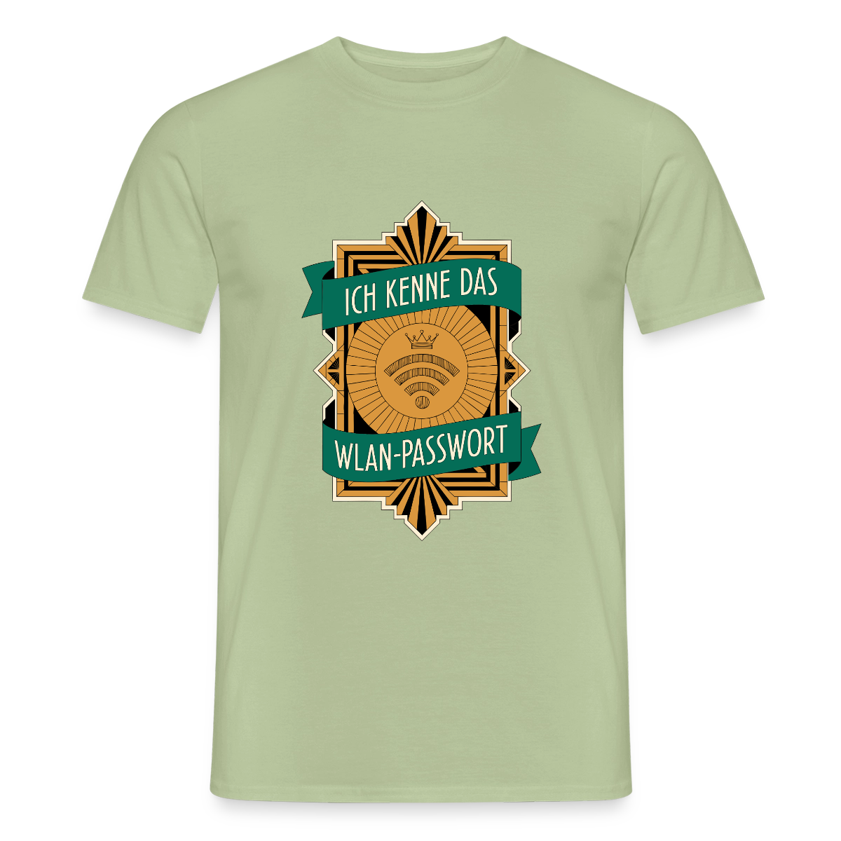 Ich kenne das WLAN-Passwort. Motiv-T-Shirt für Männer, Farbe Sage