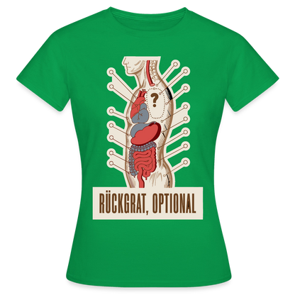Rückgrat, optional. Anatomie-Motiv Motiv-T-Shirt für Frauen, Farbe Kelly Green