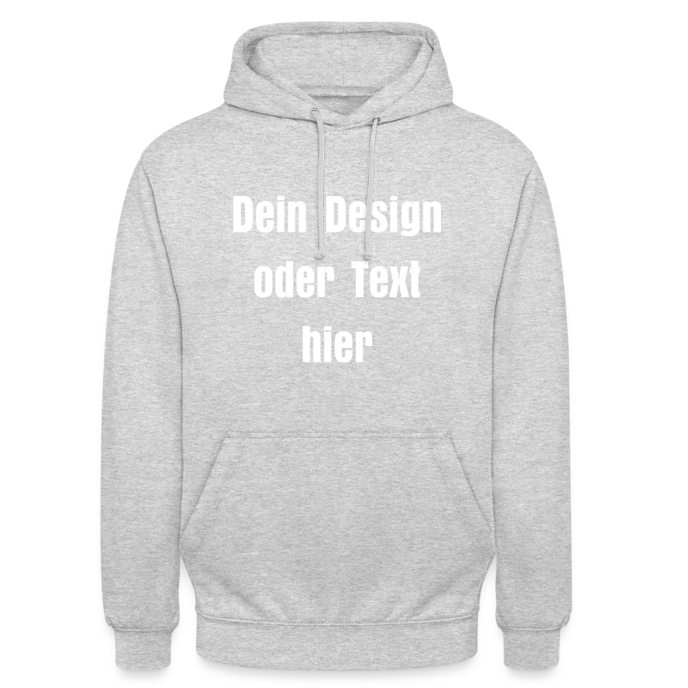 Unisex Hoodie - personalisierbare Vorder- und Rückseite - Hellgrau meliert
