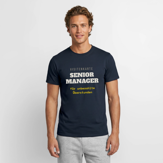 Senior Manager für unbezahlte Überstunden Motiv-T-Shirt für Männer, Farbe Navy, Model