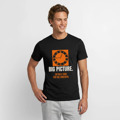 "Big Picture. Details sind für die anderen." Motiv-T-Shirt für Männer, Farbe Schwarz, Model