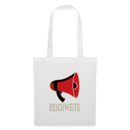 Reichweite. Sachplakat-Motiv Stoffbeutel, Farbe Weiß