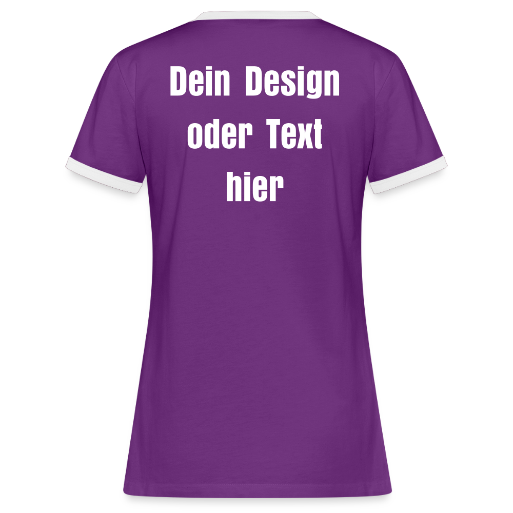 Frauen Kontrast-T-Shirt - personalisierbare Vorder- und Rückseite - Lila/Weiß