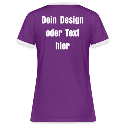 Frauen Kontrast-T-Shirt - personalisierbare Vorder- und Rückseite - Lila/Weiß