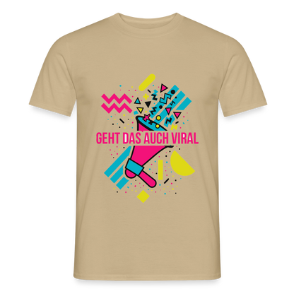 Geht das auch viral? Memphis-Motiv Motiv-T-Shirt für Männer, Farbe Sandbeige