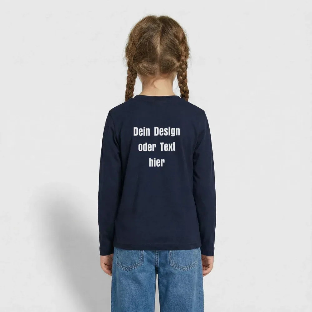 Teenager Premium Langarmshirt - personalisierbare Vorder- und Rückseite - Navy
