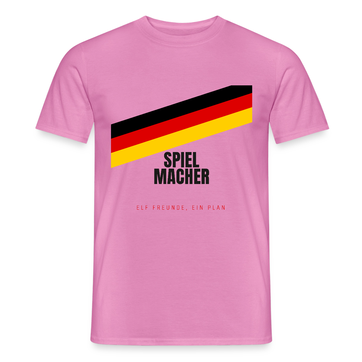 Spielmacher. Elf Freunde, ein Plan. Motiv-T-Shirt für Männer, Farbe Pink