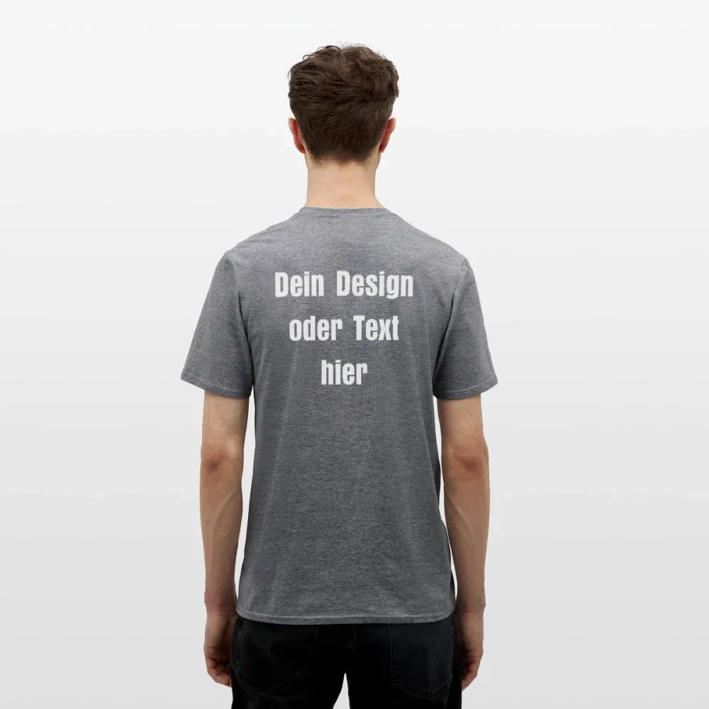 Männer T-Shirt - personalisierbare Vorder- und Rückseite - Graphit meliert