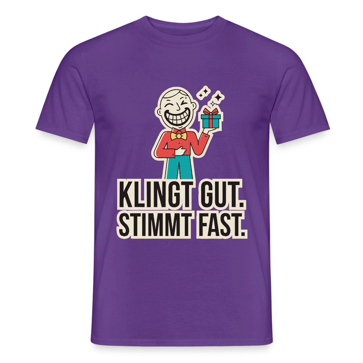 Klingt gut. Stimmt fast. Motiv-T-Shirt für Männer, Farbe Lila
