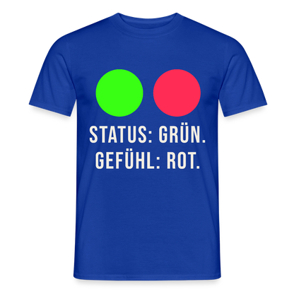 Status: grün. Gefühl: rot. Motiv-T-Shirt für Männer, Farbe Dunkelblau