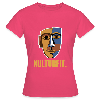 Kulturfit. Kubismus-Motiv Motiv-T-Shirt für Frauen, Farbe Azalea