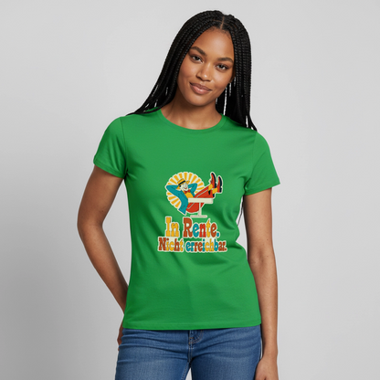 "In Rente. Nicht erreichbar. Midcentury-Motiv" Motiv-T-Shirt für Frauen, Farbe Kelly Green