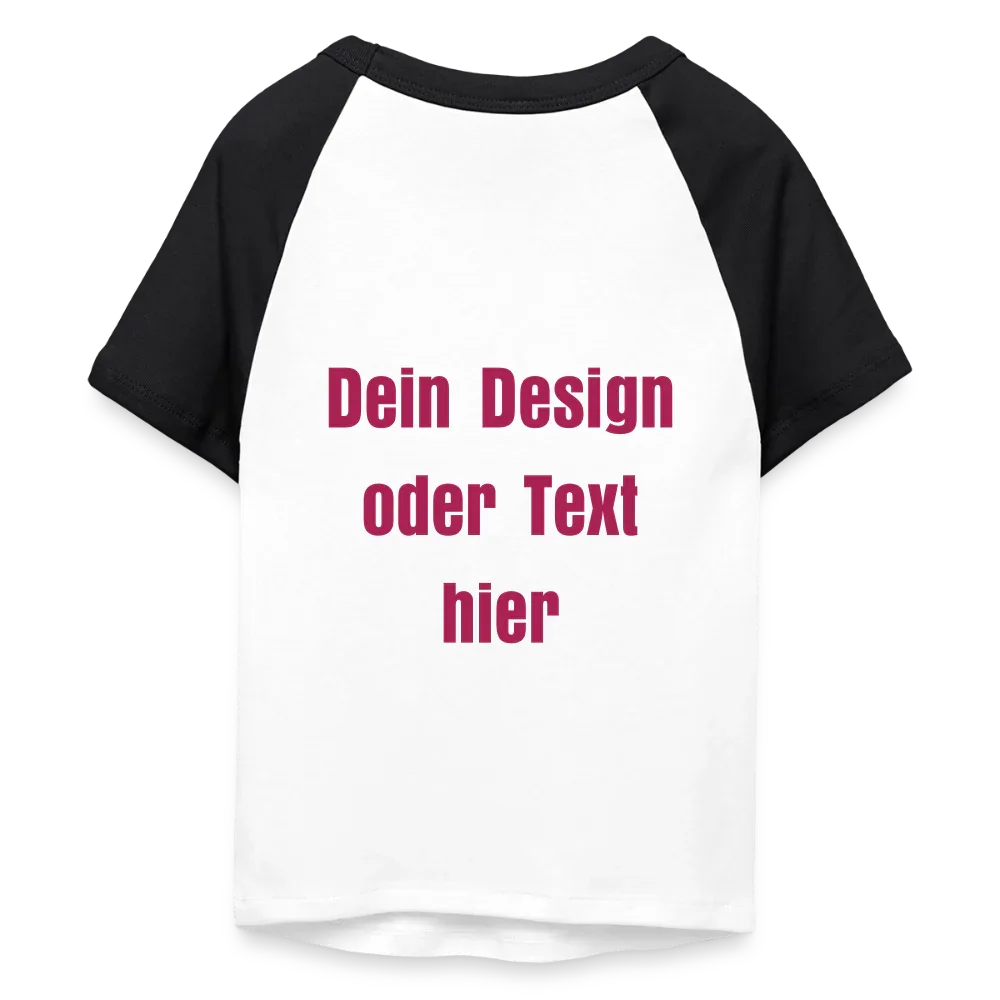 Frauen Cropped Baseball T-Shirt - personalisierbare Vorder- und Rückseite - Weiß/Schwarz