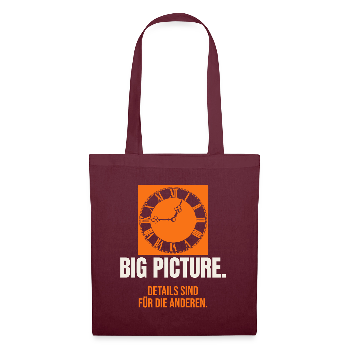Big Picture. Details sind für die anderen. Stoffbeutel, Farbe Burgunderrot