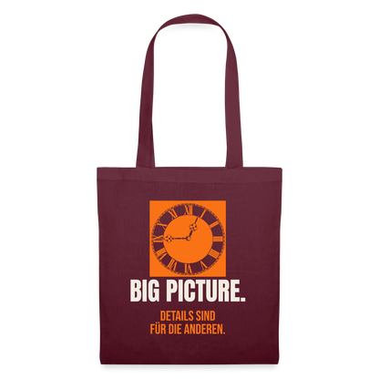 Big Picture. Details sind für die anderen. Stoffbeutel, Farbe Burgunderrot