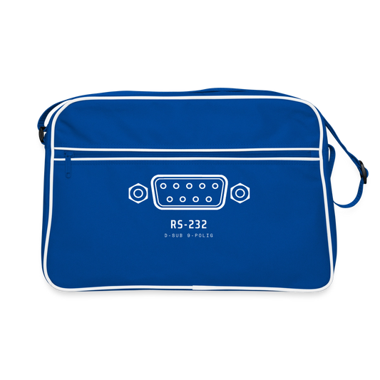 "RS-232, D-Sub 9-polig" Motiv-Retro-Tasche, Farbe Blau/Weiß