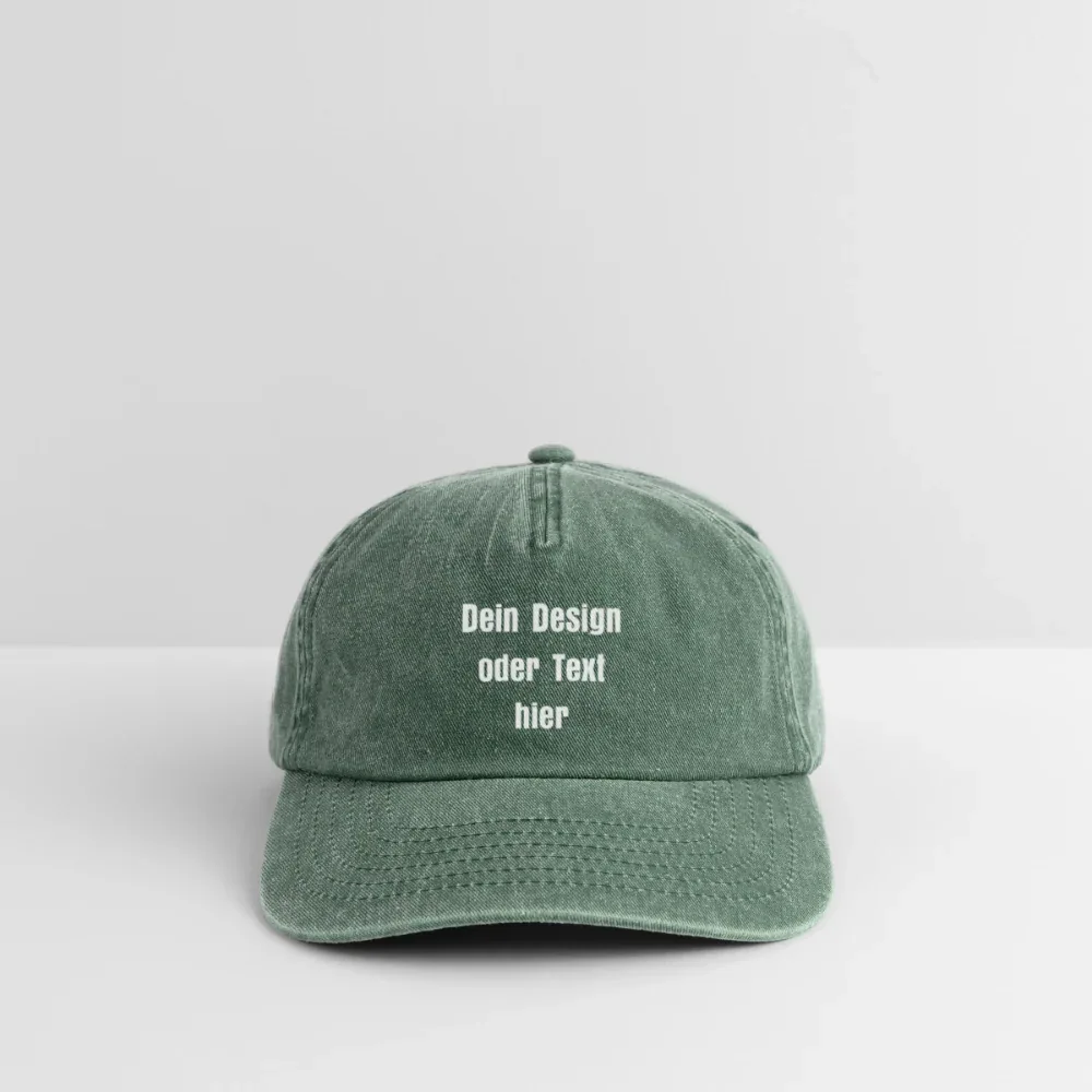 Vintage Dad Hat / Baseball Cap (100% Baumwolle) – personalisierbar - Vintage Flaschengrün 