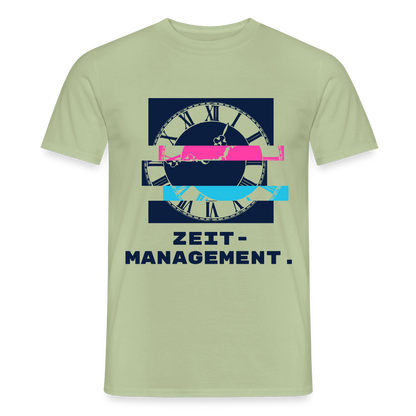 "Zeitmanagement. Glitch-Motiv" Motiv-T-Shirt für Männer, Farbe Sage