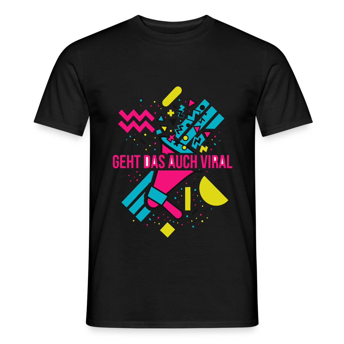 Geht das auch viral? Memphis-Motiv Motiv-T-Shirt für Männer, Farbe Schwarz