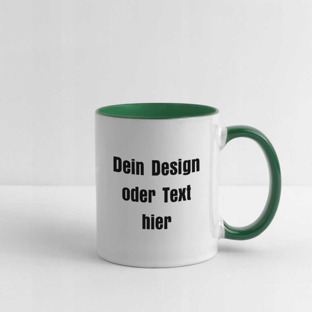 Keramiktasse zweifarbig 325ml - personalisierbar - Weiß/Dunkelgrün