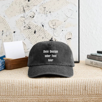 Relaxed Vintage Cap - personalisierbar - Vintage Schwarz