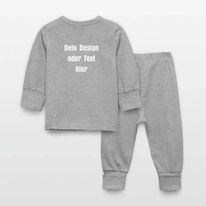 Baby Schlafanzug - Vorder- und Rückseite personalisierbar - Grau meliert