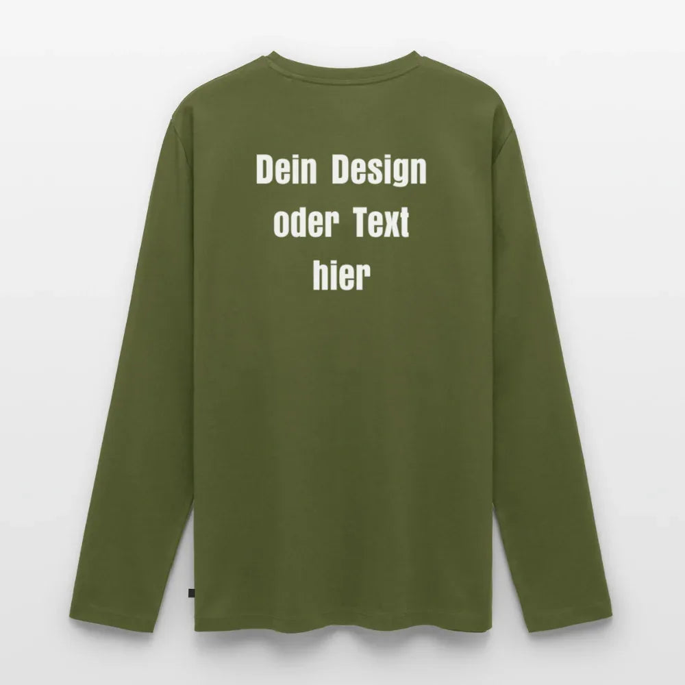 Männer Premium Bio Langarmshirt - personalisierbare Vorder- und Rückseite - Khaki