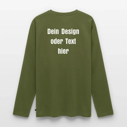 Männer Premium Bio Langarmshirt - personalisierbare Vorder- und Rückseite - Khaki