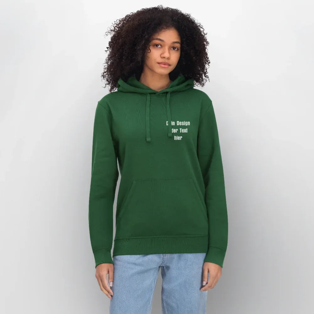 Stanley/Stella Unisex Bio-Hoodie DRUMMER - personalisierbare Vorder- und Rückseite - Flaschengrün