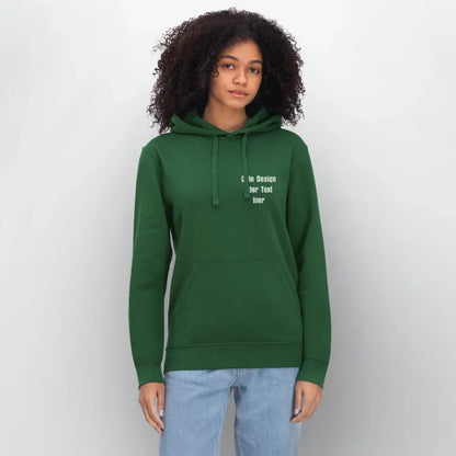 Stanley/Stella Unisex Bio-Hoodie DRUMMER - personalisierbare Vorder- und Rückseite - Flaschengrün