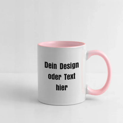 Keramiktasse zweifarbig 325ml - personalisierbar - Weiß/Pink
