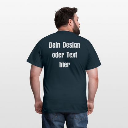 Männer T-Shirt - personalisierbare Vorder- und Rückseite - Navy