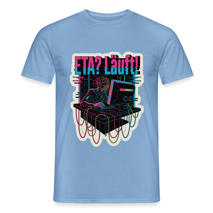 "ETA? Läuft! Cyberpunk-Motiv" Motiv-T-Shirt für Männer, Farbe Carolina Blue