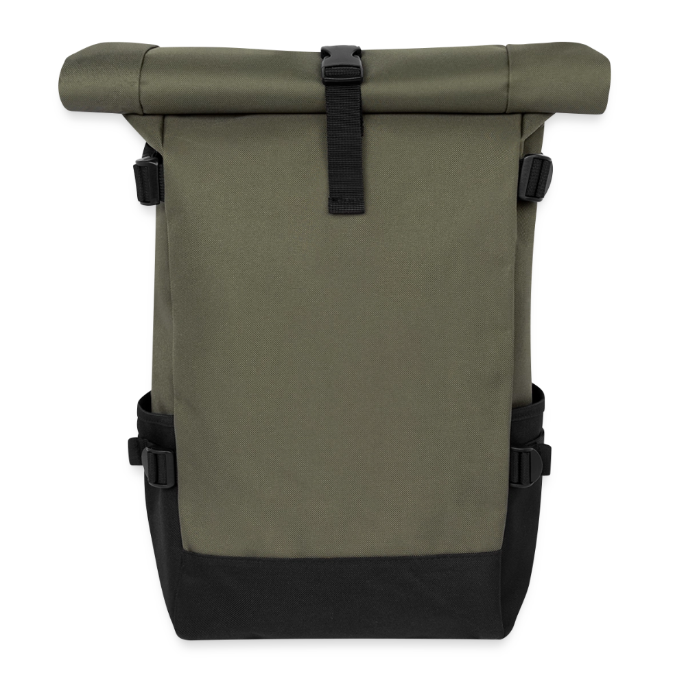 Rolltop Rucksack - personalisierbar - Olive/Schwarz