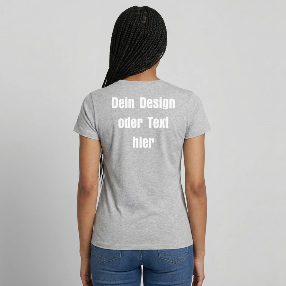 Frauen T-Shirt - personalisierbare Vorder- und Rückseite - Grau meliert