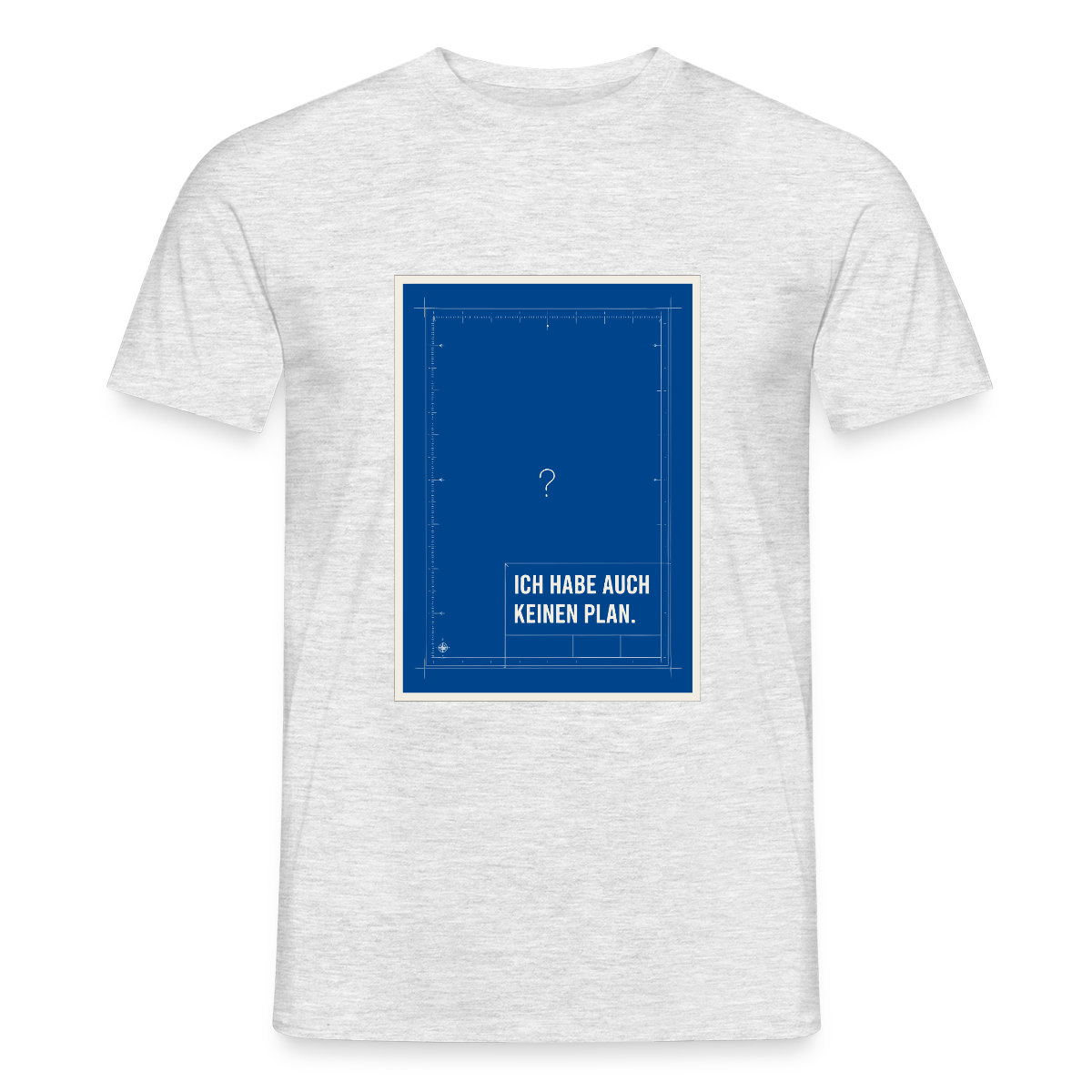 Ich habe auch keinen Plan. Motiv-T-Shirt für Männer, Farbe Grau meliert