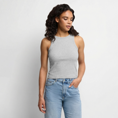 Frauen Cropped Tank Top - personalisierbar - Grau meliert