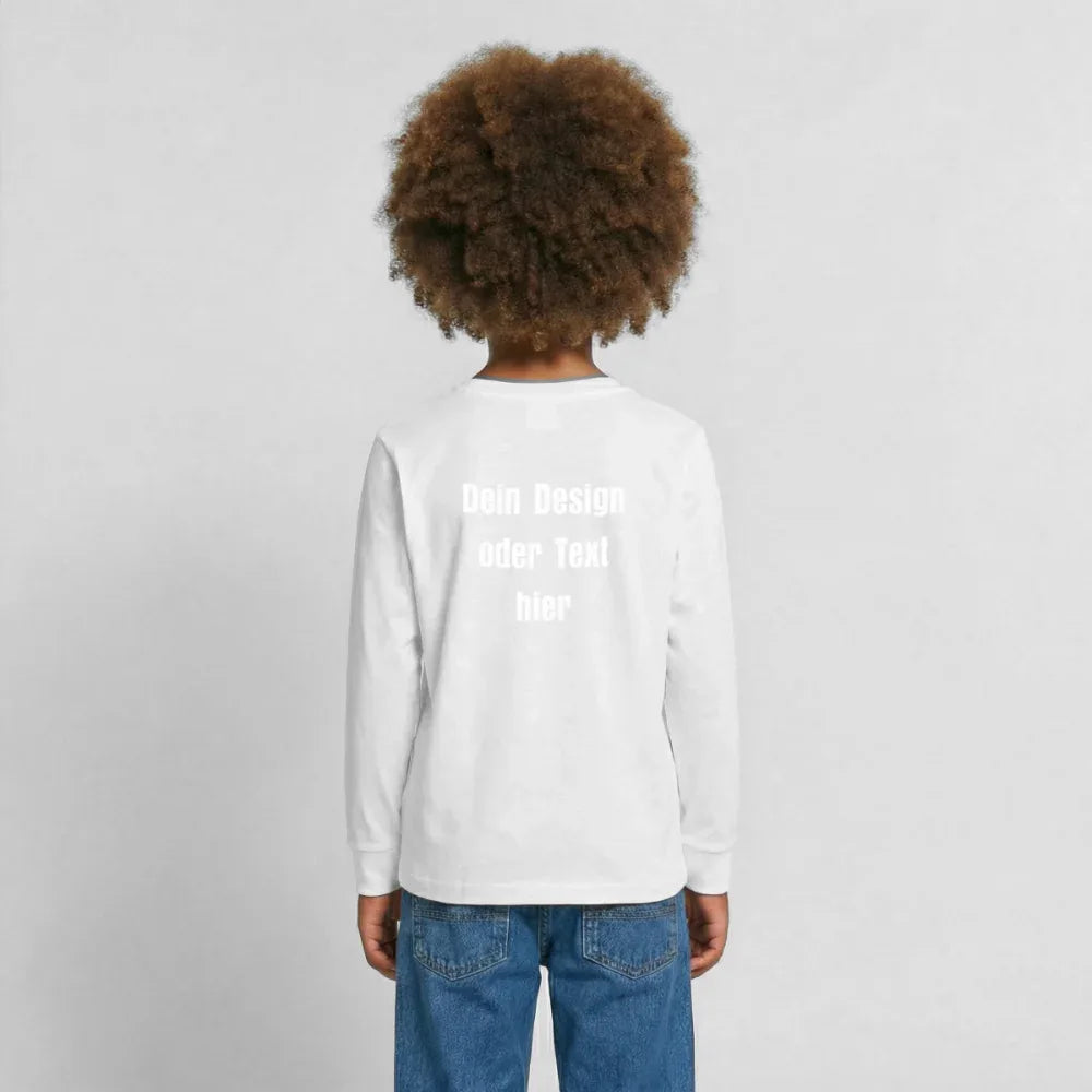 Teenager Premium Langarmshirt - personalisierbare Vorder- und Rückseite - Weiß