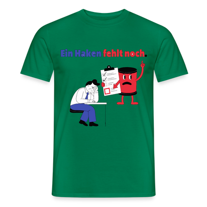"Ein Haken fehlt noch. Comic-Motiv" Motiv-T-Shirt für Männer, Farbe Kelly Green