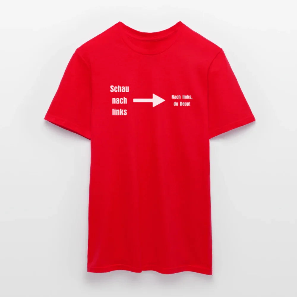 "Schau nach links" Motiv-T-Shirt für Männer - Rot