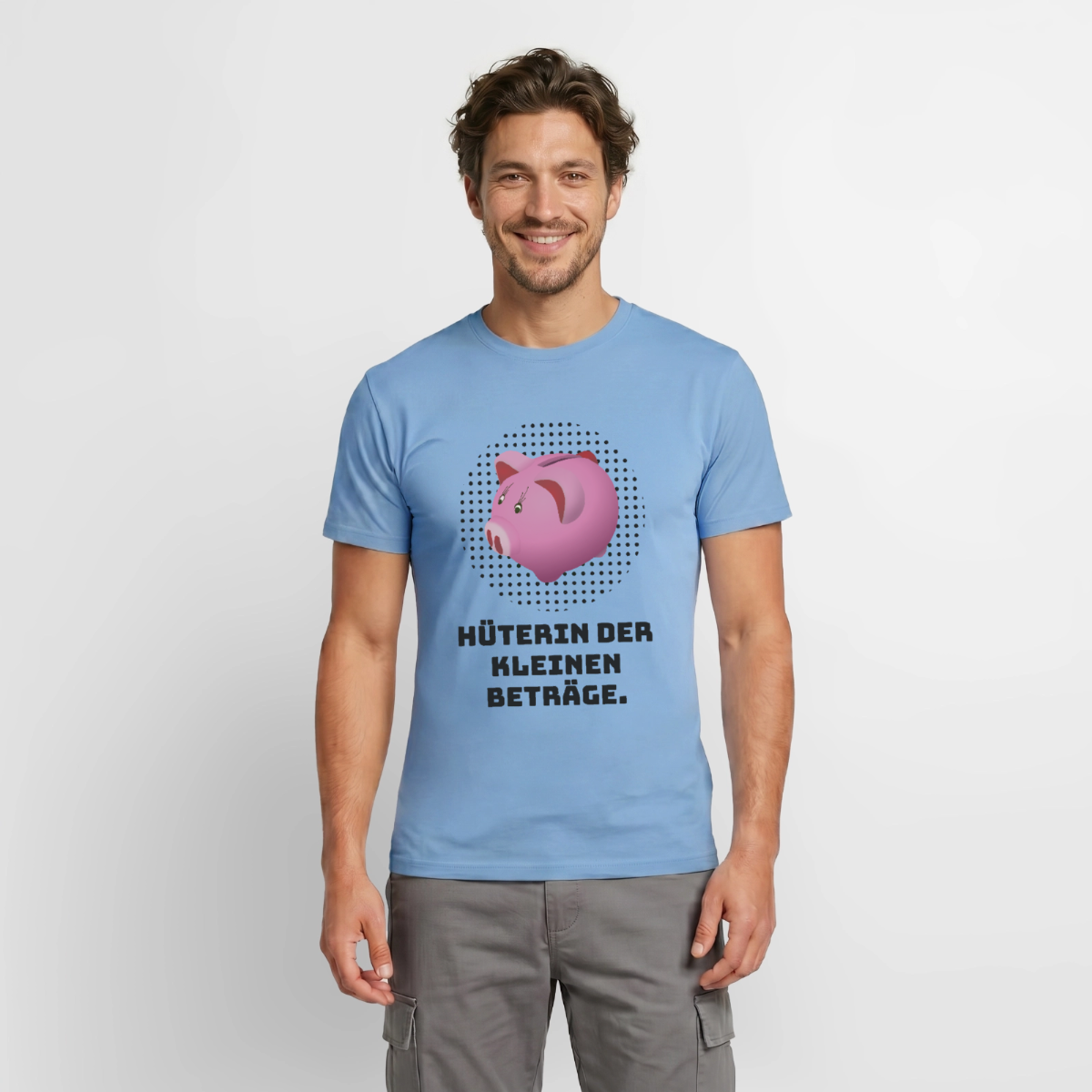 Hüterin der kleinen Beträge. Motiv-T-Shirt für Männer, Farbe Carolina Blue, Model