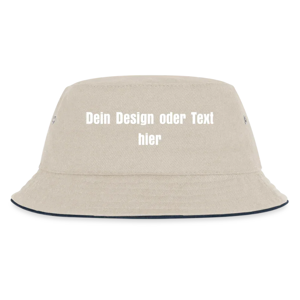 Kinder Bucket Hat - personalisierbar - Natur/Navy