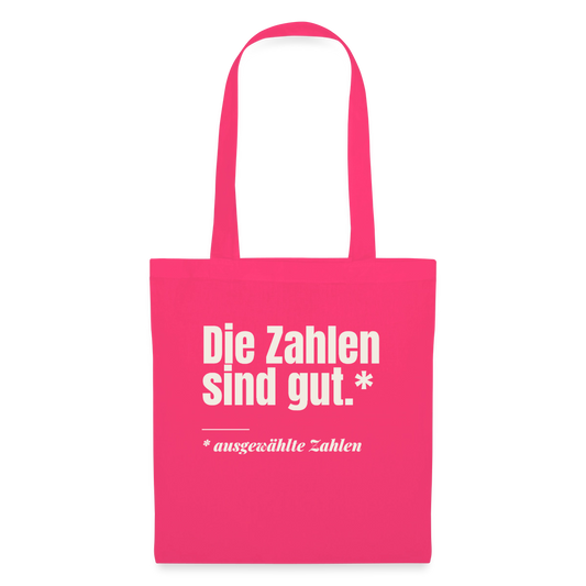 Die Zahlen sind gut. Ausgewählte Zahlen. Stoffbeutel, Farbe Azalea