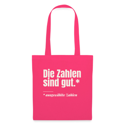 Die Zahlen sind gut. Ausgewählte Zahlen. Stoffbeutel, Farbe Azalea
