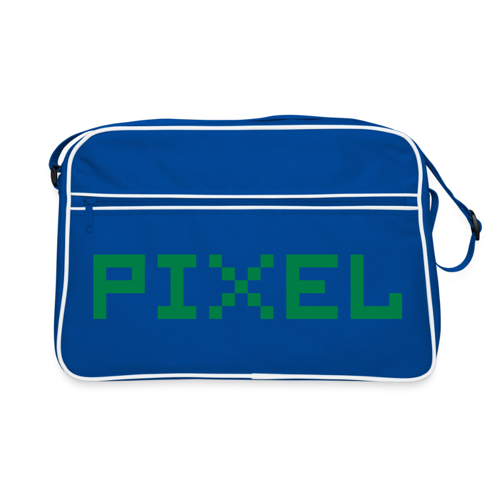 Retro Tasche mit Reißverschluss "PIXEL" - Blau/Weiß