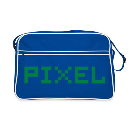 Retro Tasche mit Reißverschluss "PIXEL" - Blau/Weiß